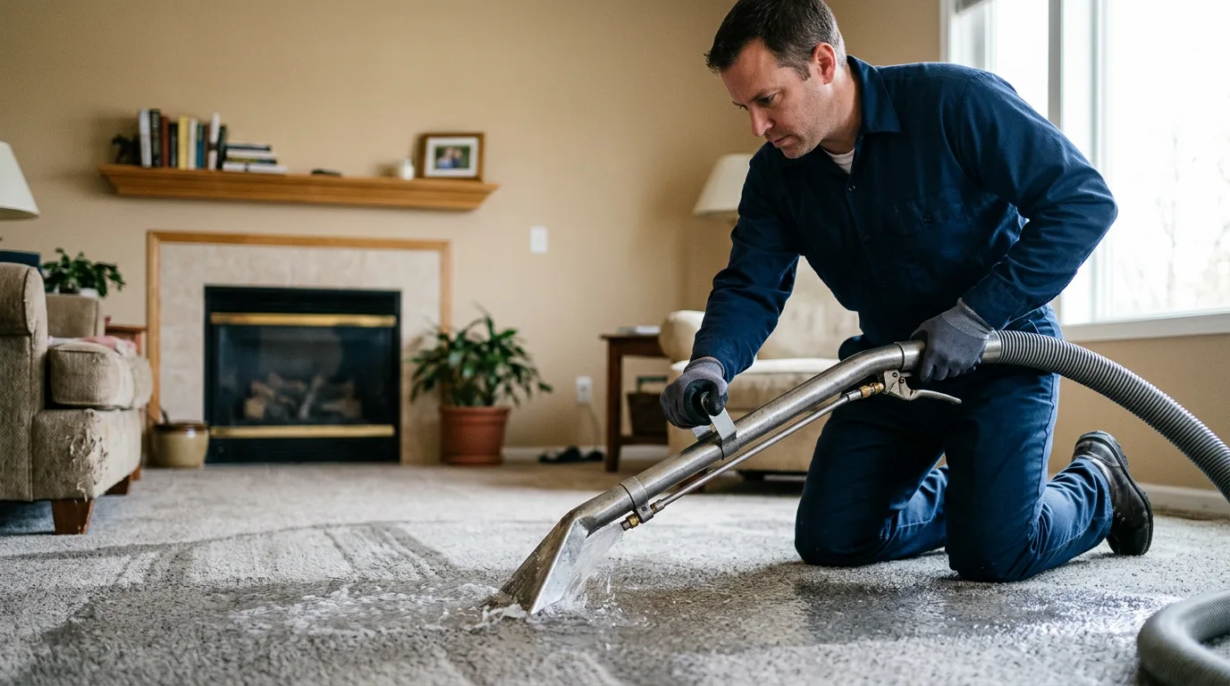 Water damage restoration technician working near Charlemont, MA
